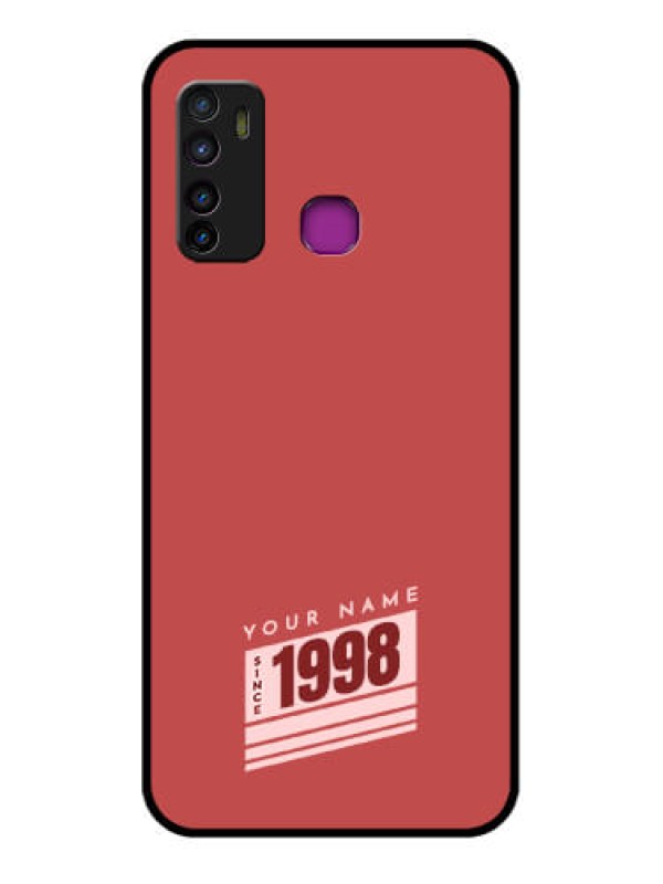 Custom Infinix Hot 9 Custom Glass Phone Case - Red Custom Year Of Birth Design