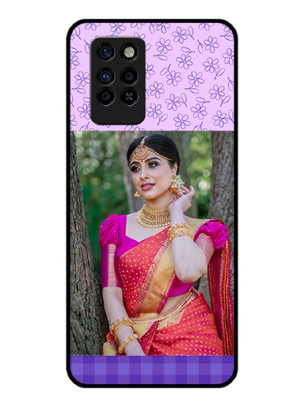 Custom Infinix Note 10 Pro Custom Glass Phone Case - Purple Floral Design
