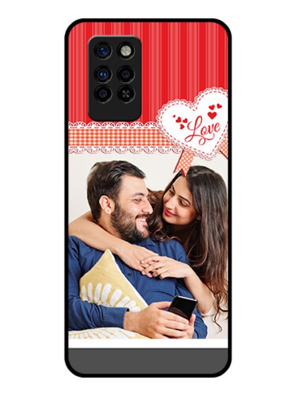 Custom Infinix Note 10 Pro Custom Glass Mobile Case - Red Love Pattern Design