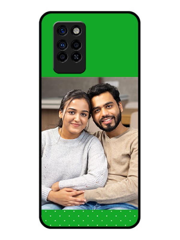 Custom Infinix Note 10 Pro Personalized Glass Phone Case - Green Pattern Design