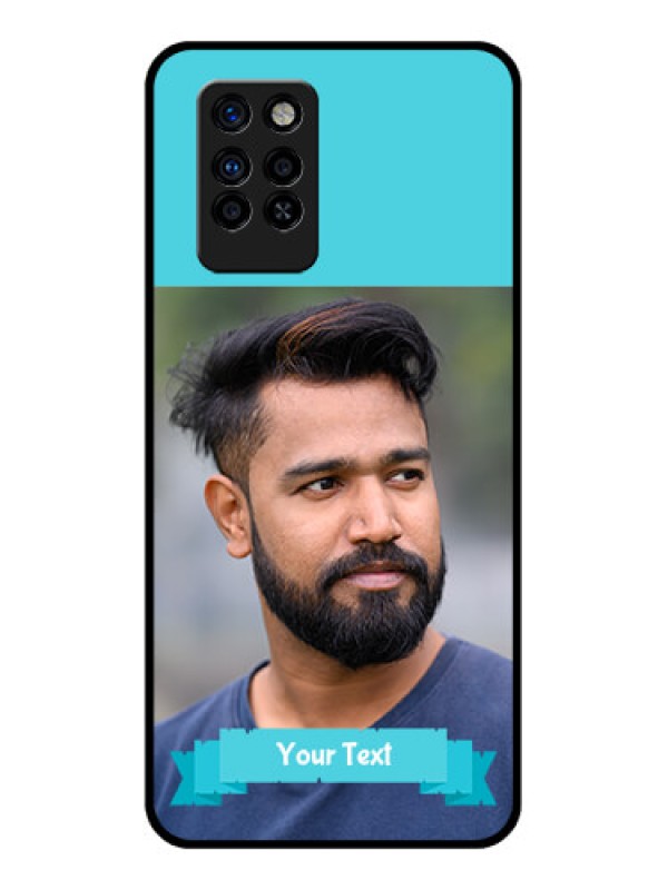 Custom Infinix Note 10 Pro Personalized Glass Phone Case - Simple Blue Color Design