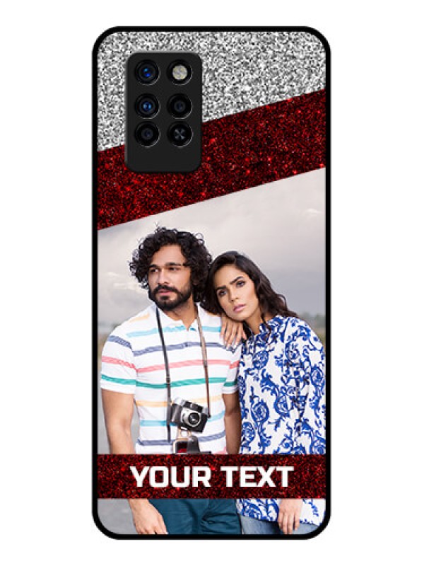 Custom Infinix Note 10 Pro Personalized Glass Phone Case - Image Holder with Glitter Strip Design