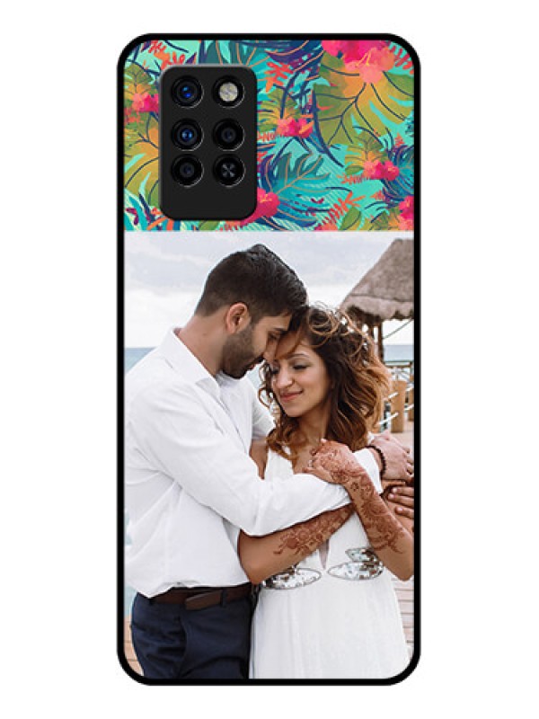 Custom Infinix Note 10 Pro Photo Printing on Glass Case - Watercolor Floral Design