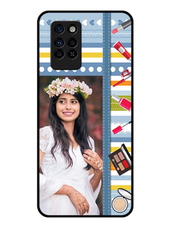 Custom Infinix Note 10 Pro Personalized Glass Phone Case - Makeup Icons Design