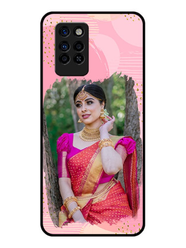 Custom Infinix Note 10 Pro Personalized Glass Phone Case - Gold Glitter Splash Design