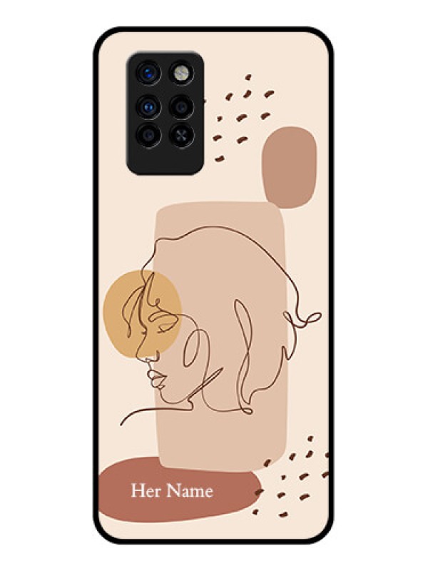 Custom Infinix Note 10 Pro Photo Printing on Glass Case - Calm Woman line art Design