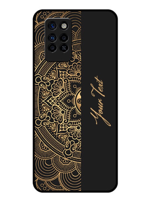 Custom Infinix Note 10 Pro Photo Printing on Glass Case - Mandala art with custom text Design