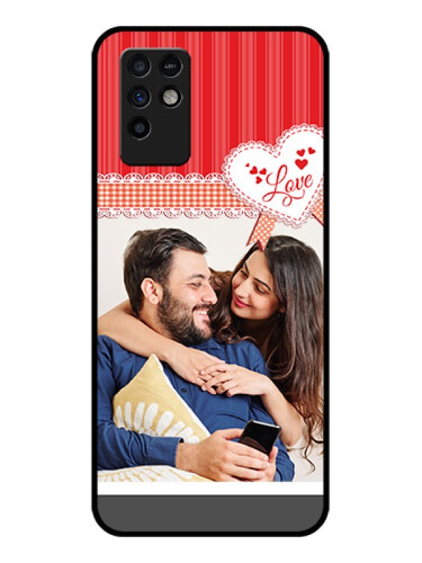 Custom Infinix Note 10 Custom Glass Mobile Case - Red Love Pattern Design