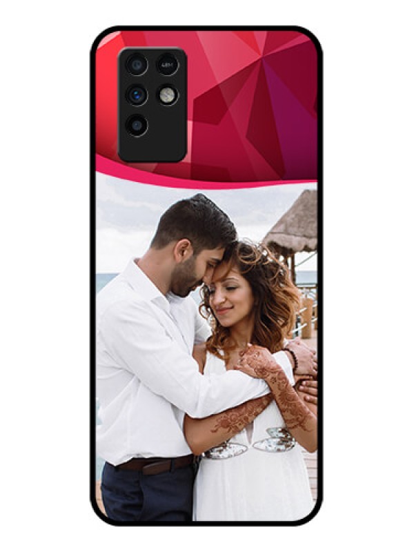 Custom Infinix Note 10 Custom Glass Mobile Case - Red Abstract Design