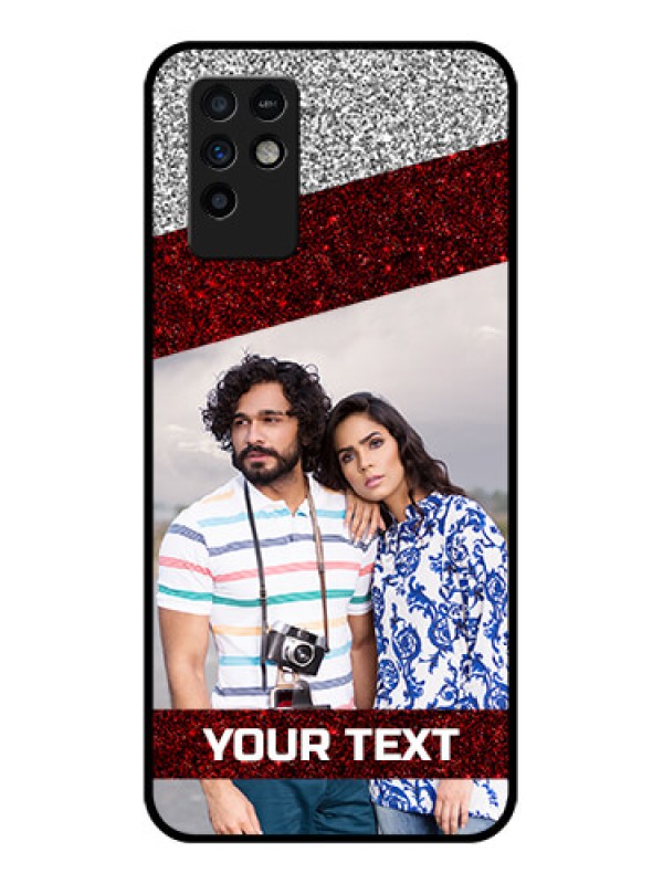 Custom Infinix Note 10 Personalized Glass Phone Case - Image Holder with Glitter Strip Design