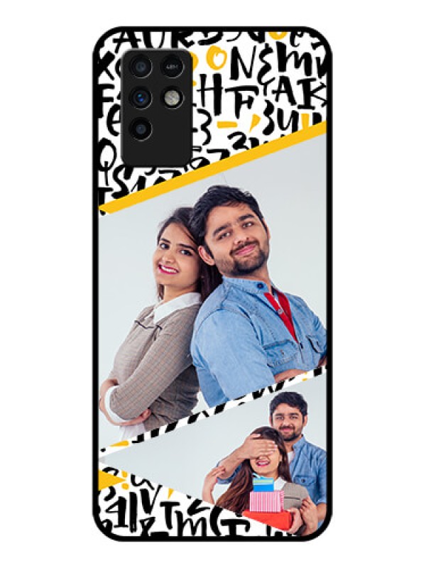 Custom Infinix Note 10 Custom Glass Mobile Case - Letters Pattern Design