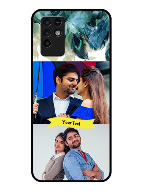 Custom Infinix Note 10 Personalized Glass Phone Case - Image with Boho Peacock Feather Design