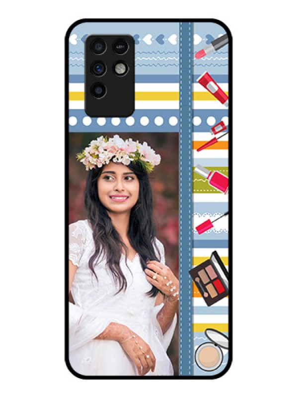 Custom Infinix Note 10 Personalized Glass Phone Case - Makeup Icons Design