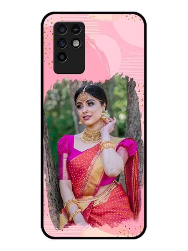 Custom Infinix Note 10 Personalized Glass Phone Case - Gold Glitter Splash Design
