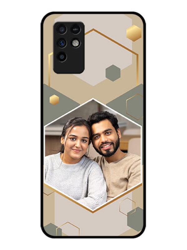 Custom Infinix Note 10 Photo Printing on Glass Case - Stylish Hexagon Pattern Design
