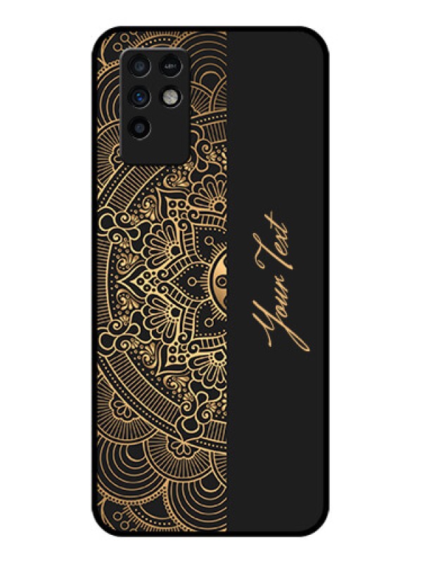 Custom Infinix Note 10 Photo Printing on Glass Case - Mandala art with custom text Design