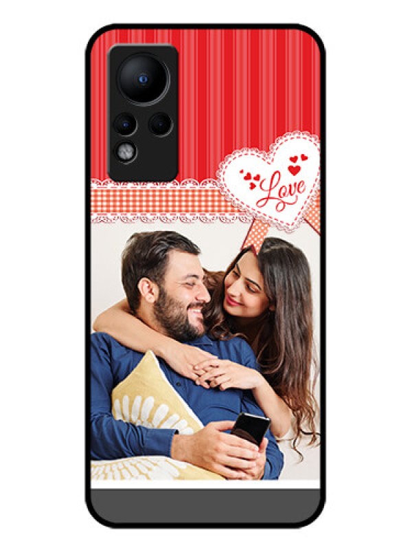 Custom Infinix Note 11 Custom Glass Mobile Case - Red Love Pattern Design