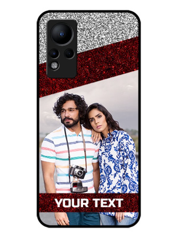 Custom Infinix Note 11 Personalized Glass Phone Case - Image Holder with Glitter Strip Design