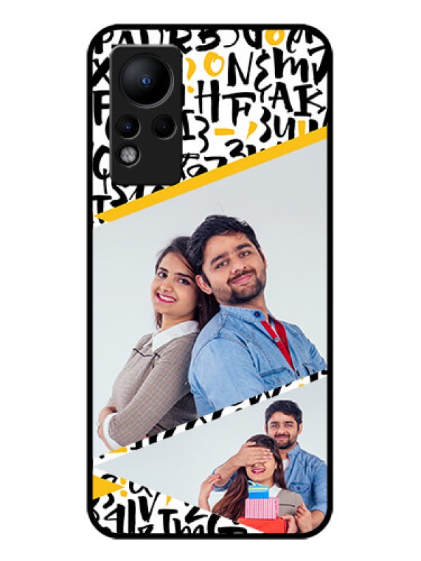 Custom Infinix Note 11 Custom Glass Mobile Case - Letters Pattern Design