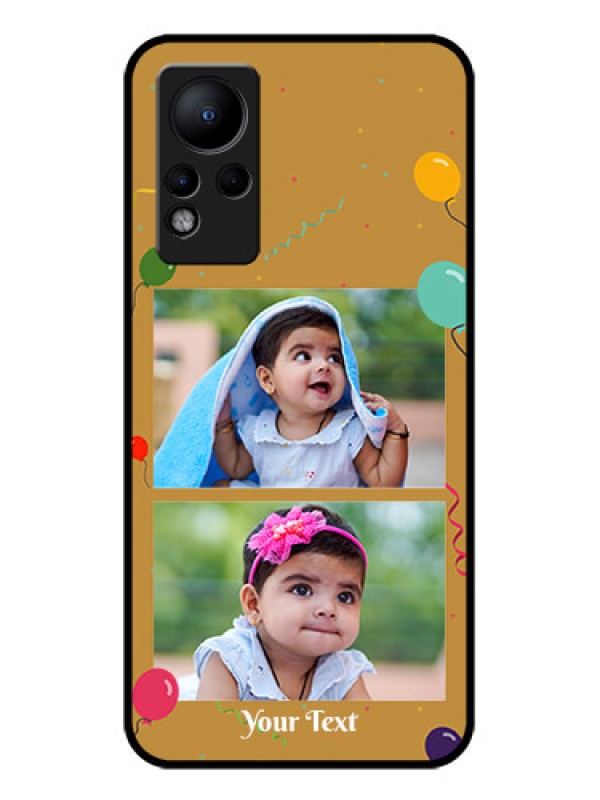 Custom Infinix Note 11 Personalized Glass Phone Case - Image Holder with Birthday Celebrations Design
