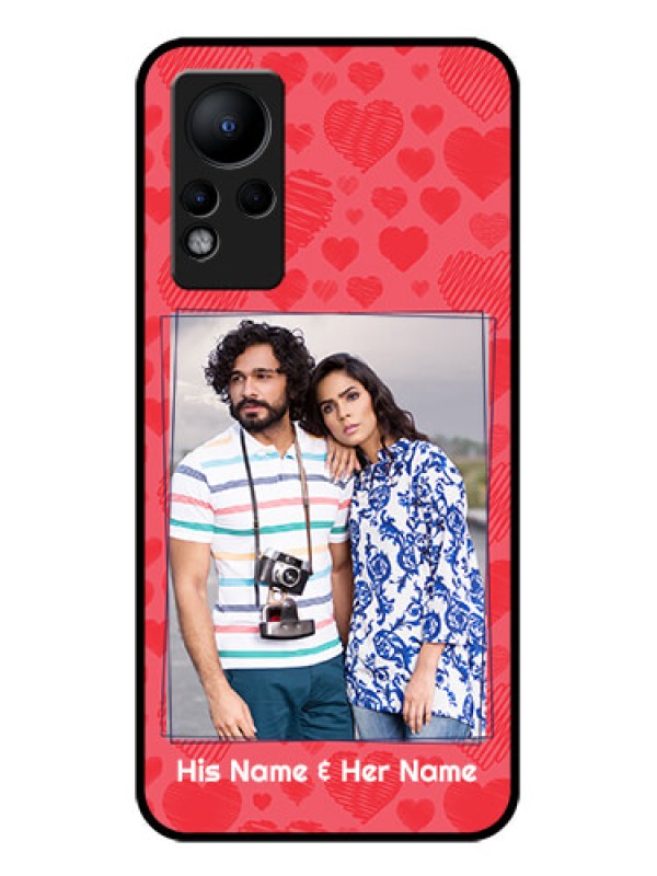 Custom Infinix Note 11 Photo Printing on Glass Case - with Red Heart Symbols Design