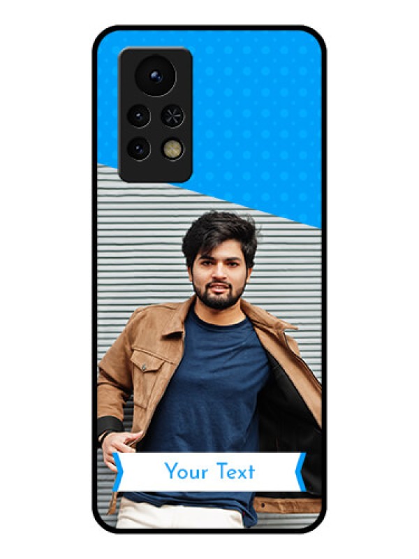 Custom Infinix Note 11s Photo Printing on Glass Case - Simple Blue Color Design