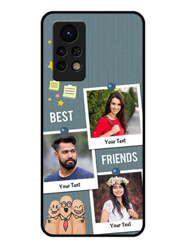 Custom Infinix Note 11s Personalized Glass Phone Case - Sticky Frames and Friendship Design