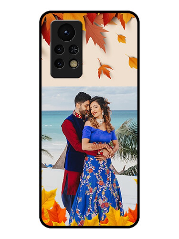 Custom Infinix Note 11s Photo Printing on Glass Case - Autumn Maple Leaves Design