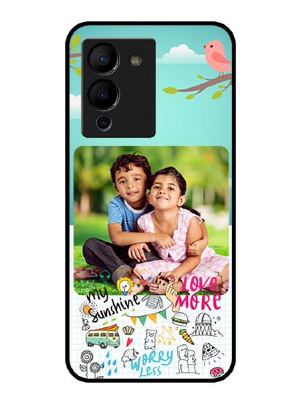 Custom Infinix Note 12 Turbo Custom Glass Phone Case - Doodle Love Design