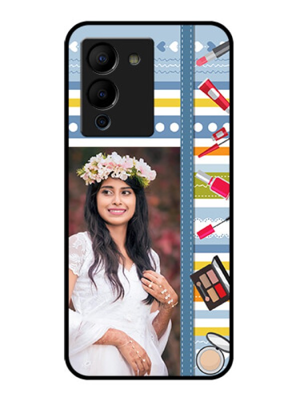 Custom Infinix Note 12 Turbo Custom Glass Phone Case - Makeup Icons Design