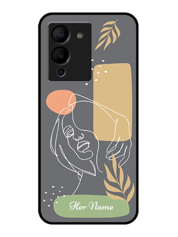 Custom Infinix Note 12 Turbo Custom Glass Phone Case - Gazing Woman Line Art Design