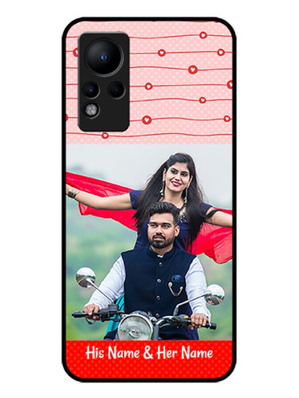 Custom Infinix Note 12 Personalized Glass Phone Case - Red Pattern Case Design