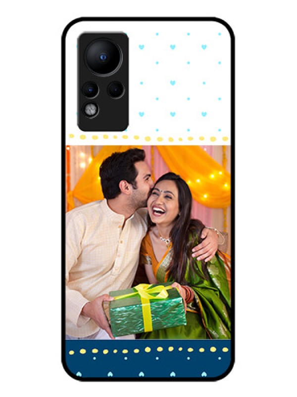 Custom Infinix Note 12 Personalized Glass Phone Case - White and Blue Abstract Design