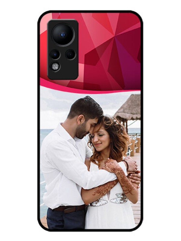 Custom Infinix Note 12 Custom Glass Mobile Case - Red Abstract Design