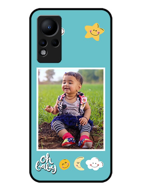 Custom Infinix Note 12 Personalized Glass Phone Case - Smiley Kids Stars Design