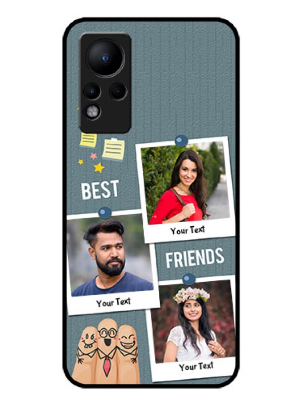Custom Infinix Note 12 Personalized Glass Phone Case - Sticky Frames and Friendship Design
