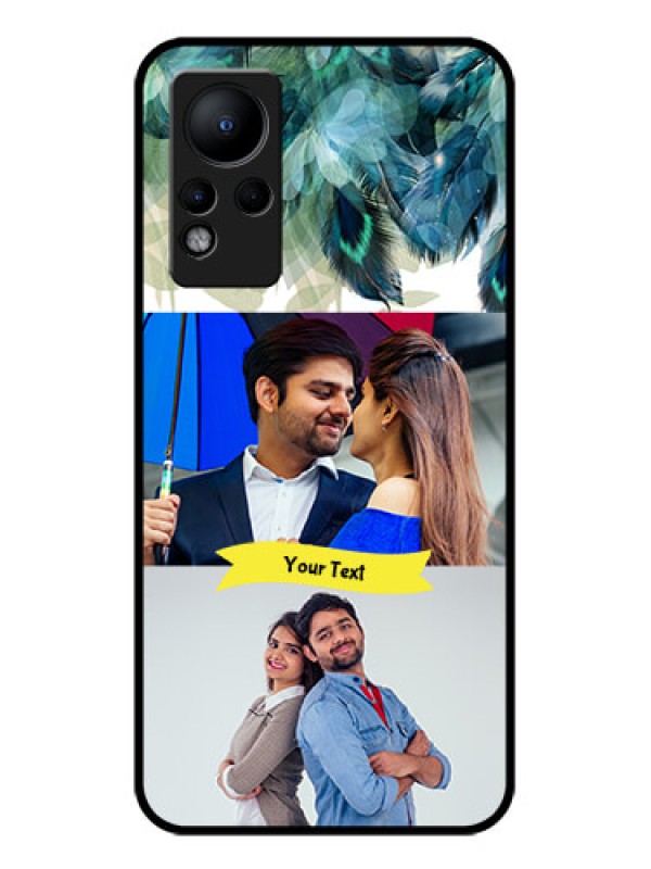 Custom Infinix Note 12 Personalized Glass Phone Case - Image with Boho Peacock Feather Design