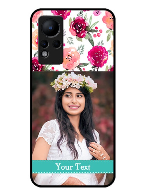 Custom Infinix Note 12 Custom Glass Phone Case - Watercolor Floral Design