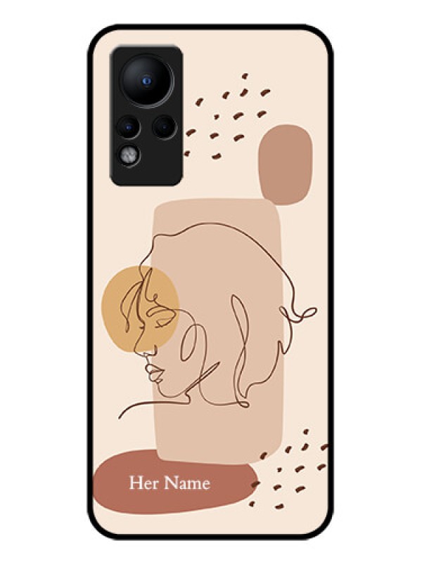 Custom Infinix Note 12 Photo Printing on Glass Case - Calm Woman line art Design