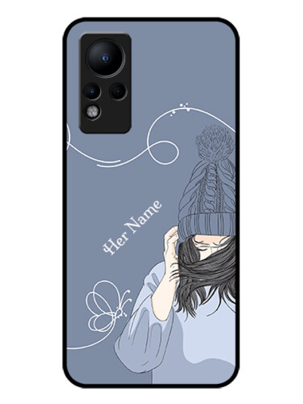 Custom Infinix Note 12 Custom Glass Mobile Case - Girl in winter outfit Design