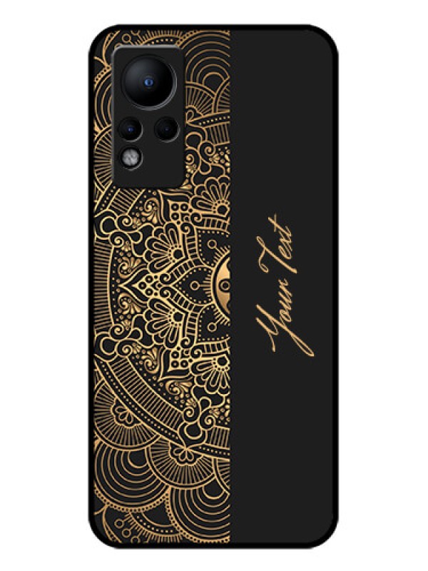 Custom Infinix Note 12 Photo Printing on Glass Case - Mandala art with custom text Design