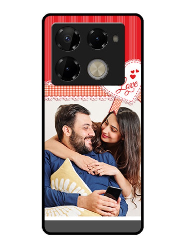 Custom Infinix Note 40 Pro 5G Custom Glass Phone Case - Red Love Pattern Design