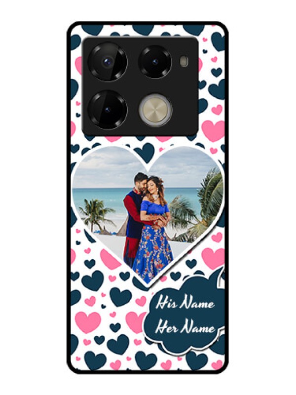 Custom Infinix Note 40 Pro 5G Custom Glass Phone Case - Pink and Blue Heart Design