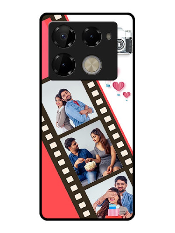 Custom Infinix Note 40 Pro 5G Custom Glass Phone Case - 3 Image Holder With Film Reel