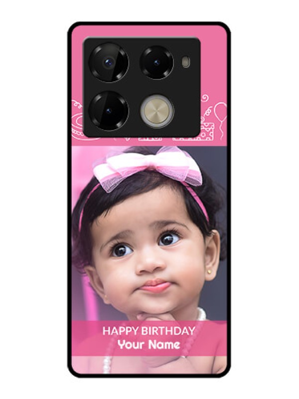 Custom Infinix Note 40 Pro 5G Custom Glass Phone Case - With Birthday Line Art Design