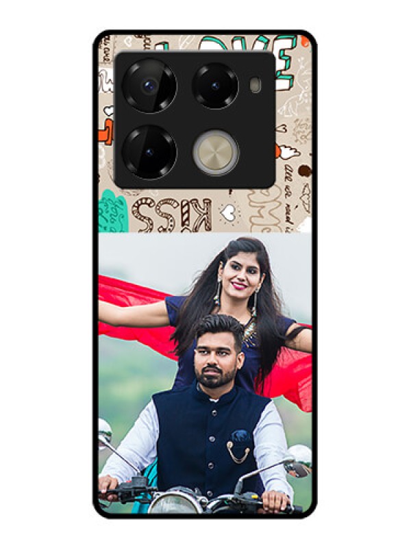 Custom Infinix Note 40 Pro 5G Custom Glass Phone Case - Love Doodle Pattern