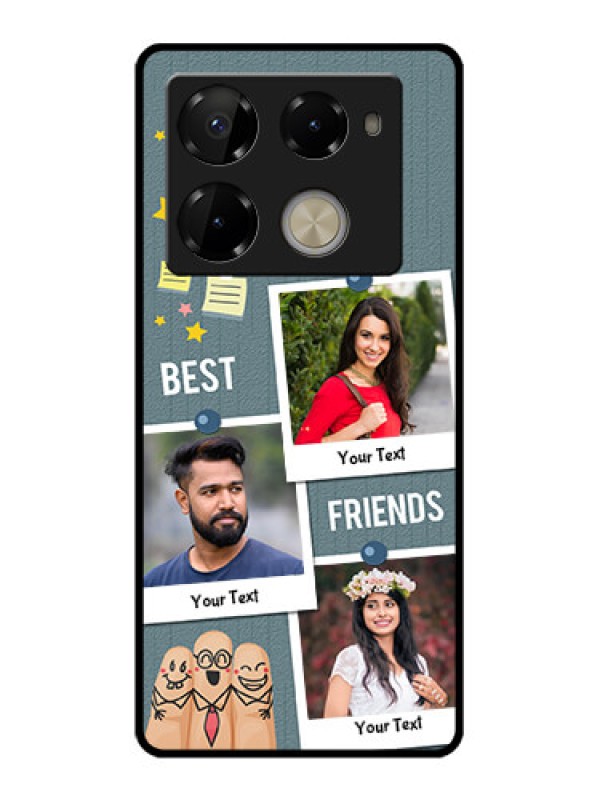Custom Infinix Note 40 Pro 5G Custom Glass Phone Case - Sticky Frames And Friendship Design