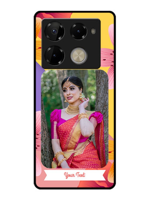 Custom Infinix Note 40 Pro 5G Custom Glass Phone Case - 3 Image With Vintage Floral Design