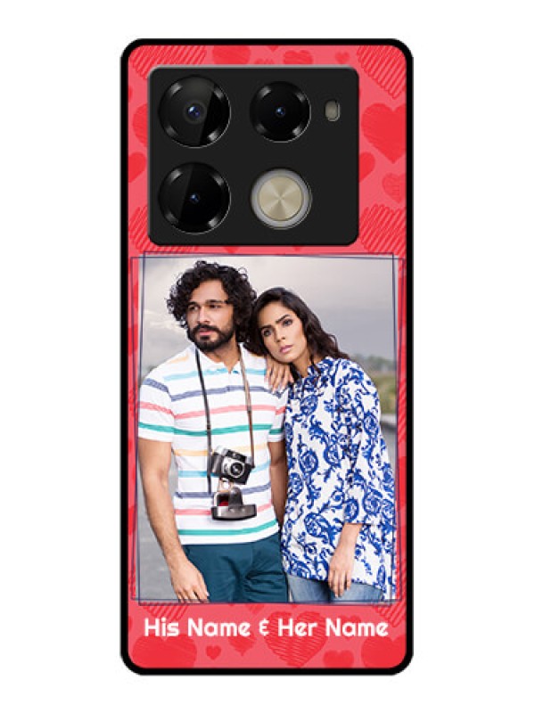 Custom Infinix Note 40 Pro 5G Custom Glass Phone Case - With Red Heart Symbols Design