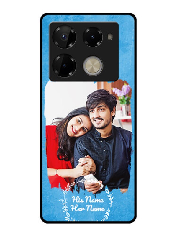 Custom Infinix Note 40 Pro 5G Custom Glass Phone Case - Blue Color Vintage Design